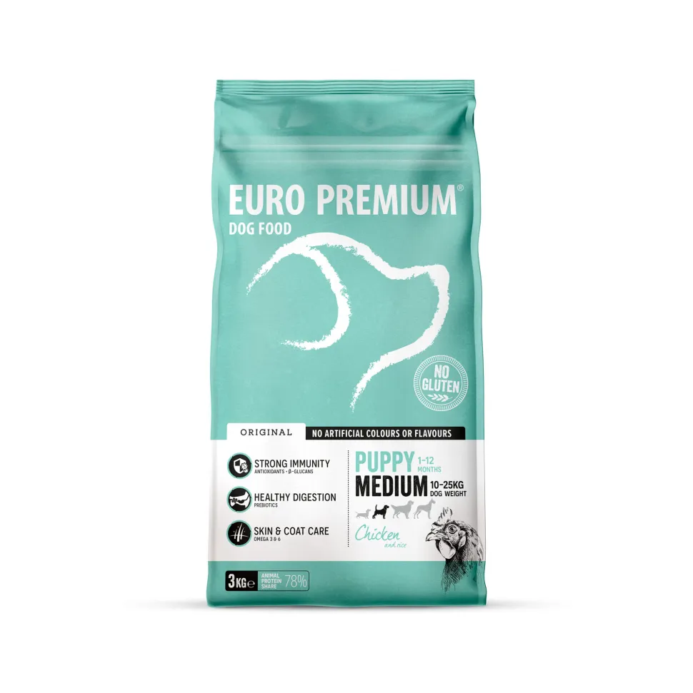 Euro Premium Medium Puppy - Kip en Rijst