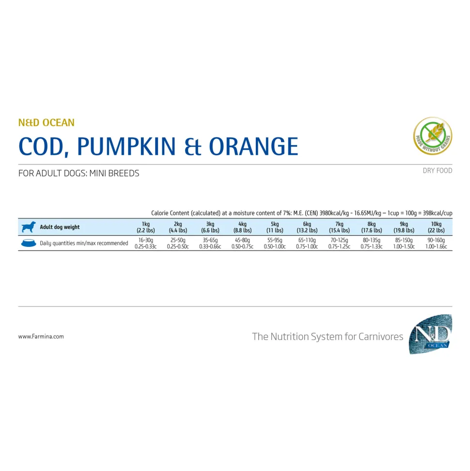 Farmina N&D Ocean Adult Mini Hondenvoer - Cod, Pumpkin & Orange