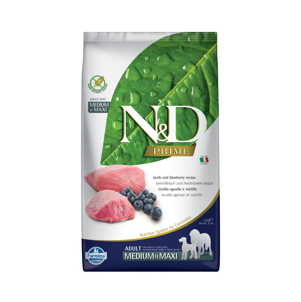 Farmina N&D Prime Adult Medium & Maxi Hondenvoer - Lamb and Blueberry
