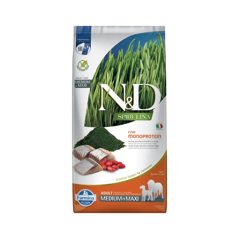 Farmina N&D Spirulina Adult Medium & Maxi Hondenvoer - Herring & Goji Berries