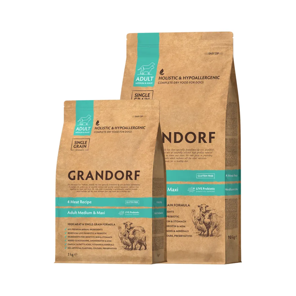 Grandorf Medium & Maxi Breeds Adult - 4 Meat - Hondenvoer