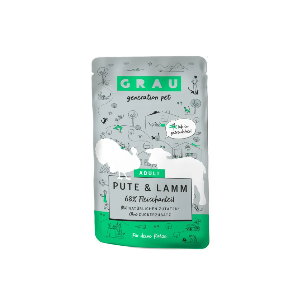 Grau Adult Graanvrij Kattenvoer - Kalkoen & Lam - Pouch