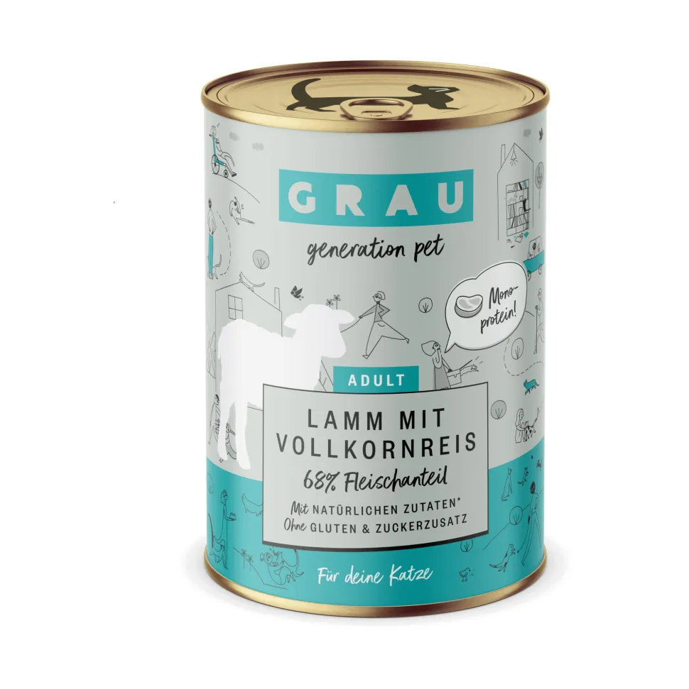 Grau Adult Kattenvoer - Lam met Volkoren rijst Glutenvrij - Blik