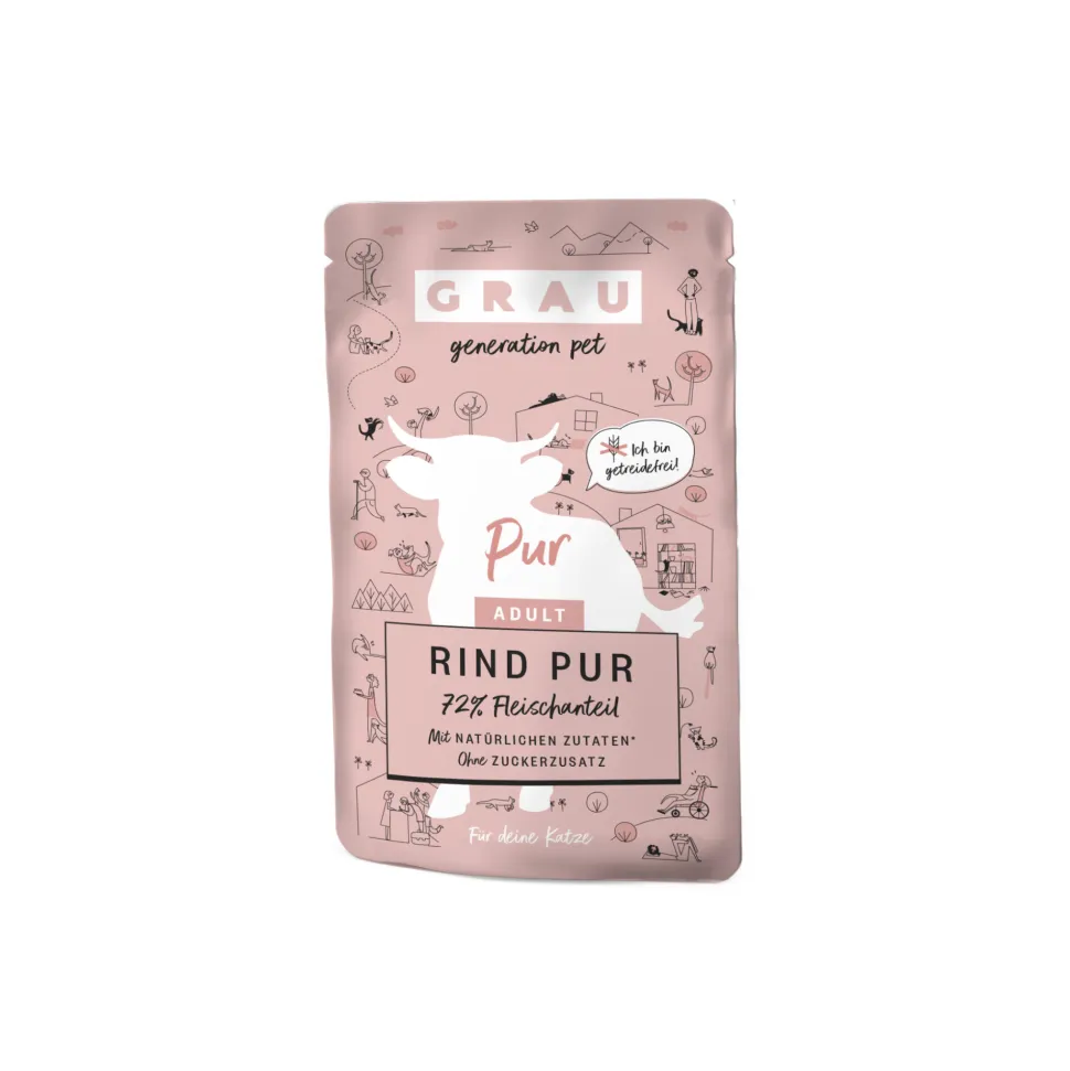 Grau Adult Puur Kattenvoer - Rund - Pouch