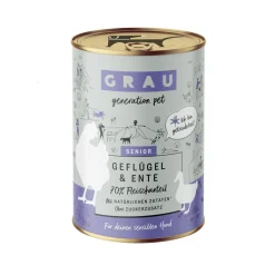 Grau Excellence Senior Puur Hondenvoer - Eend, gevogelte en konijn - Blik