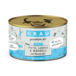 Grau Graanvrij Kattenvoer Kalkoen, Zalm & Makreel