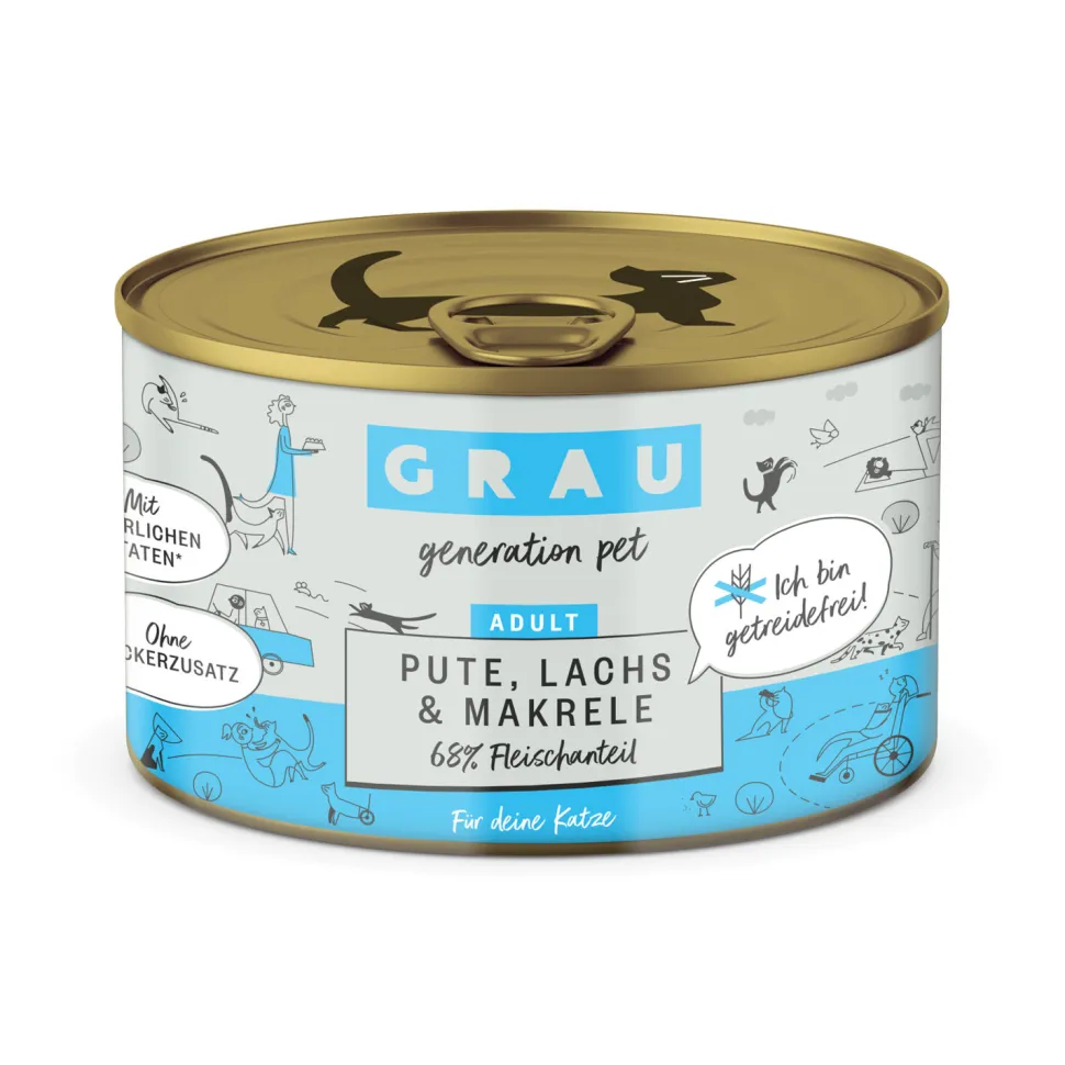 Grau Graanvrij Kattenvoer Kalkoen, Zalm & Makreel