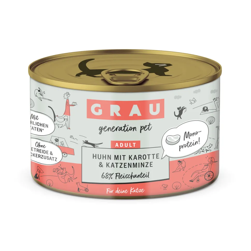 Grau Graanvrij Kattenvoer Kip, Wortel & Catnip