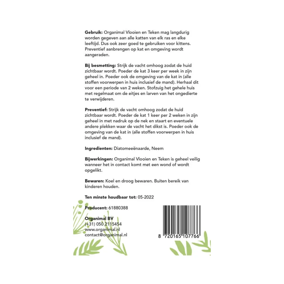 Organimal Vlooien en Teken - Kat