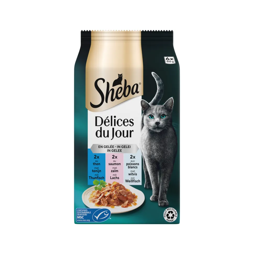 Sheba Délices du Jour in Gelei - Tonijn, Zalm en Witvis