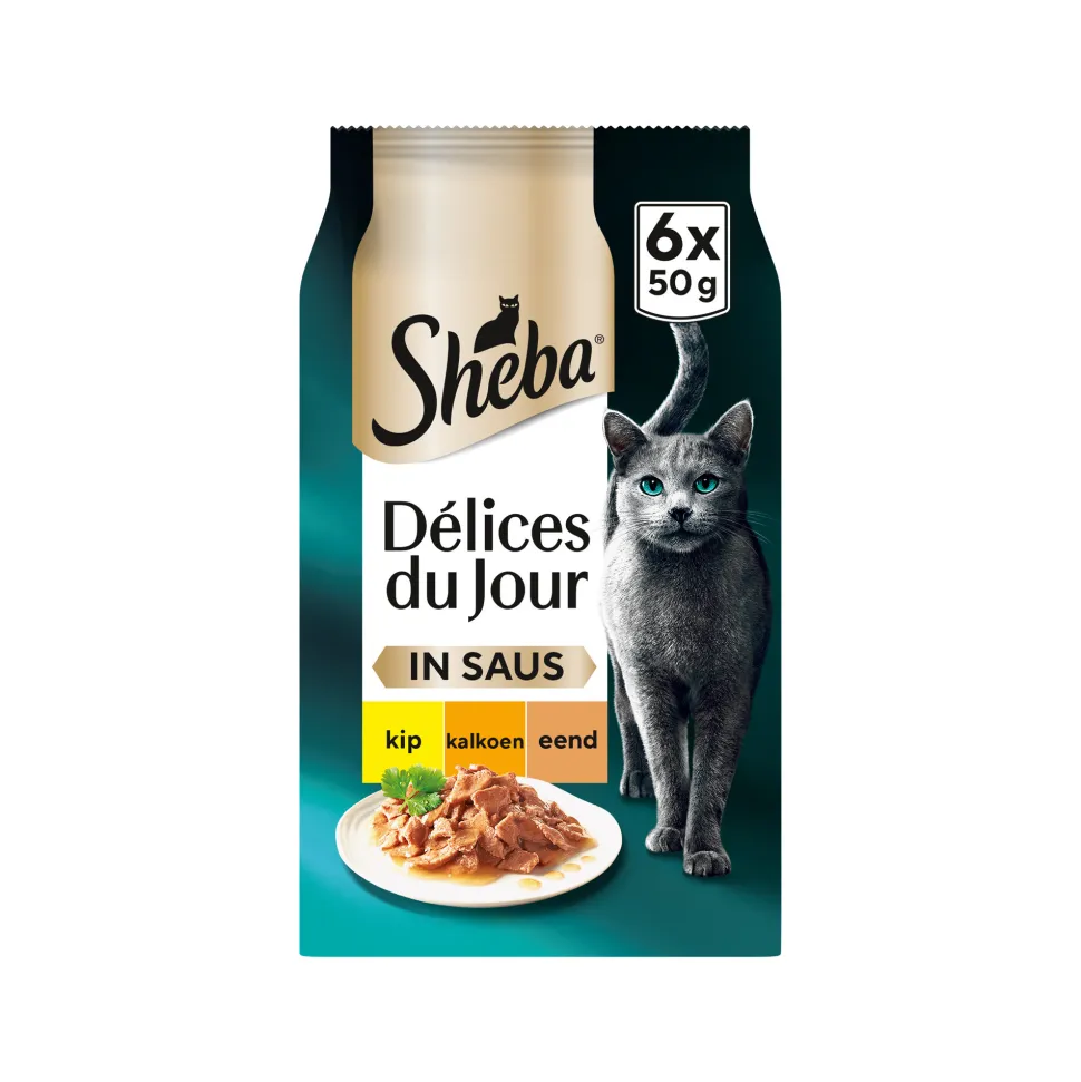 Sheba Délices du Jour in Saus - Kip, Kalkoen en Eend
