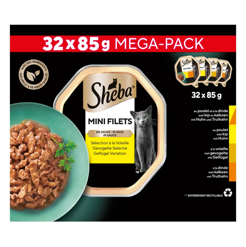 Sheba Mini Filets in saus - Gevogelte Selectie - Maaltijdkuipjes