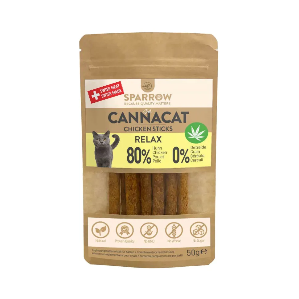 SPARROW Pet CannaCat Kip Sticks met CBD
