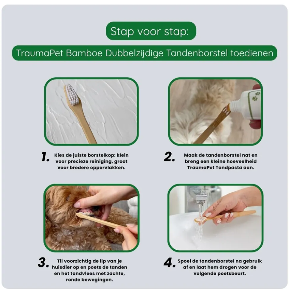 TraumaPet Bamboo Dubbel-zijdige Tandenborstel