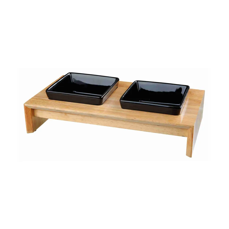 Trixie Voer-Waterbak Set - Keramiek - Hout