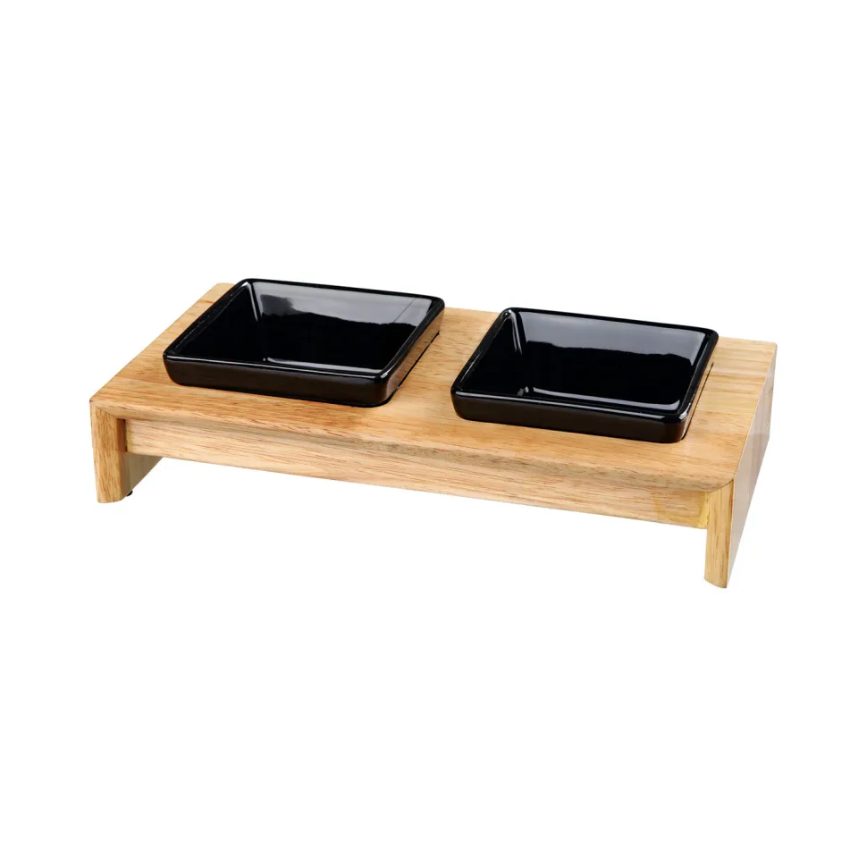 Trixie Voer-Waterbak Set - Keramiek - Hout