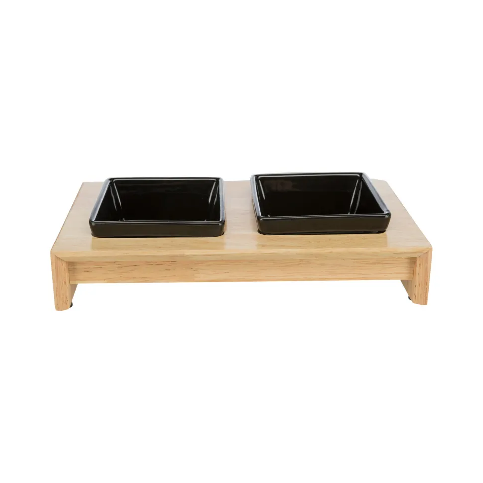 Trixie Voer-Waterbak Set - Keramiek - Hout
