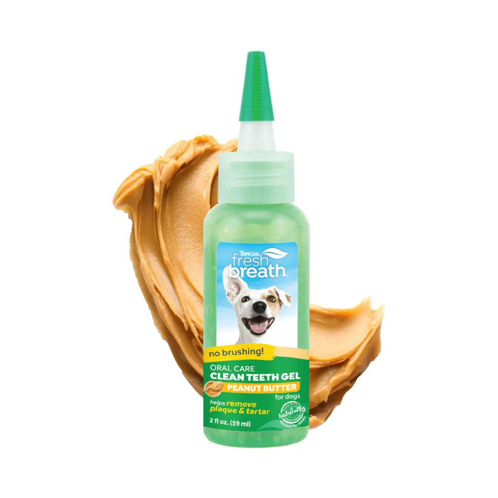 TropiClean - Fresh Breath OralCareGel Kit Peanut Butter - Dog