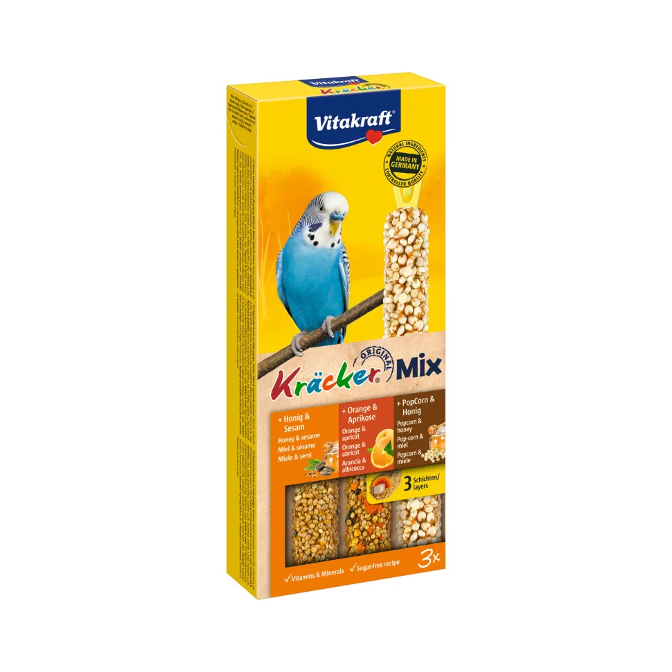 Vitakraft Kräcker Trio-Mix Parkiet - Honing, Sinaasappel & Popcorn