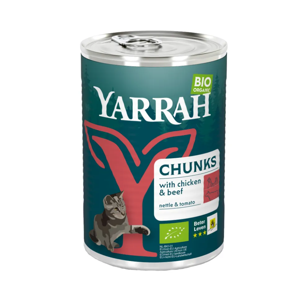 Yarrah - Natvoer Kat Blik Chunks met Kip & Rund Bio