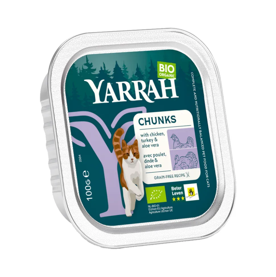Yarrah - Natvoer Kat Kuipje Chunks met Kip & Kalkoen Bio