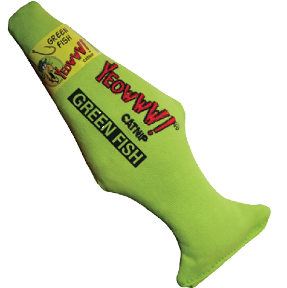Yeowww! Catnip Green & Yellow Fish